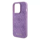 Guess Leather 4G Stamped Apple iPhone 15 Pro hátlap tok, lila