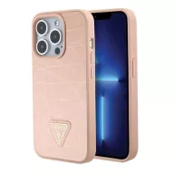   Guess Croco Triangle Metal Logo Apple iPhone 15 Pro hátlap tok, rózsaszín