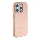 Guess Croco Triangle Metal Logo Apple iPhone 15 Pro hátlap tok, rózsaszín