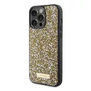 Guess Rhinestone Metal Logo Apple iPhone 15 Pro hátlap tok, sárga