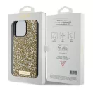 Guess Rhinestone Metal Logo Apple iPhone 15 Pro hátlap tok, sárga