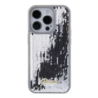   Guess Sequin Script Metal Apple iPhone 15 Pro hátlap tok, ezüst