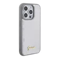   Guess Sequin Script Metal Apple iPhone 15 Pro hátlap tok, ezüst