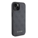 Guess 4G Metal Gold Logo Apple iPhone 15 Plus hátlap tok, szürke