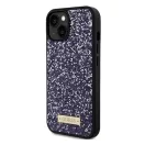 Guess Rhinestone Metal Logo Apple iPhone 15 hátlap tok, lila