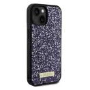 Guess Rhinestone Metal Logo Apple iPhone 15 hátlap tok, lila