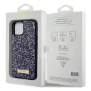 Guess Rhinestone Metal Logo Apple iPhone 15 hátlap tok, lila