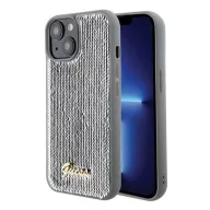   Guess Sequin Script Metal Apple iPhone 15 hátlap tok, ezüst