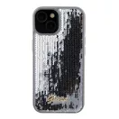 Guess Sequin Script Metal Apple iPhone 15 hátlap tok, ezüst