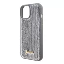 Guess Sequin Script Metal Apple iPhone 15 hátlap tok, ezüst