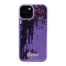 Guess Sequin Script Metal Apple iPhone 15 hátlap tok, lila