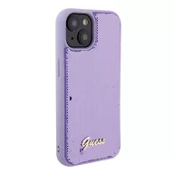 Guess Sequin Script Metal Apple iPhone 15 hátlap tok, lila