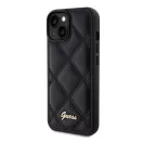 Guess Quilted Metal Logo Apple iPhone 15 hátlap tok, fekete