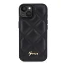Guess Quilted Metal Logo Apple iPhone 15 hátlap tok, fekete