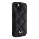 Guess Quilted Metal Logo Apple iPhone 15 hátlap tok, fekete