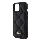 Guess Quilted Metal Logo Apple iPhone 15 hátlap tok, fekete