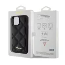 Guess Quilted Metal Logo Apple iPhone 15 hátlap tok, fekete