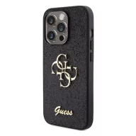   Guess Glitter Script Big 4G Apple iPhone 15 Pro Max hátlap tok, fekete