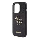 Guess Glitter Script Big 4G Apple iPhone 15 Pro Max hátlap tok, fekete