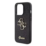   Guess Glitter Script Big 4G Apple iPhone 15 Pro Max hátlap tok, fekete