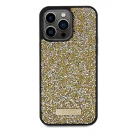   Guess Rhinestone Metal Logo Apple iPhone 15 Pro Max hátlap tok, sárga
