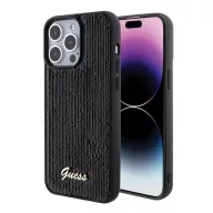   Guess Sequin Script Metal Apple iPhone 15 Pro Max hátlap tok, fekete