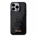 Guess Sequin Script Metal Apple iPhone 15 Pro Max hátlap tok, fekete