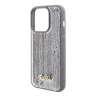   Guess Sequin Script Metal Apple iPhone 15 Pro Max hátlap tok, ezüst