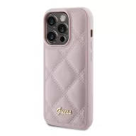   Guess Quilted Metal Logo Apple iPhone 15 Pro Max hátlap tok, rózsaszín