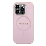   Guess Saffiano MagSafe Apple iPhone 15 Pro hátlap tok, rózsaszín
