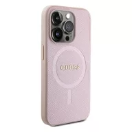   Guess Saffiano MagSafe Apple iPhone 15 Pro hátlap tok, rózsaszín