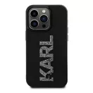 Karl Lagerfeld 3D Rubber Glitter Logo Apple iPhone 15 Pro hátlap tok, fekete