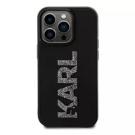  Karl Lagerfeld 3D Rubber Glitter Logo Apple iPhone 15 Pro hátlap tok, fekete