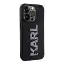 Karl Lagerfeld 3D Rubber Glitter Logo Apple iPhone 15 Pro hátlap tok, fekete