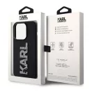Karl Lagerfeld 3D Rubber Glitter Logo Apple iPhone 15 Pro hátlap tok, fekete