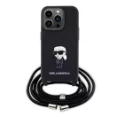 Karl Lagerfeld Crossbody Saffiano Monogram Metal Pin Karl Apple iPhone 15 Pro hátlap tok, fekete