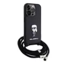 Karl Lagerfeld Crossbody Saffiano Monogram Metal Pin Karl Apple iPhone 15 Pro hátlap tok, fekete