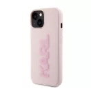 Karl Lagerfeld 3D Rubber Glitter Logo Apple iPhone 15 Plus hátlap tok, rózsaszín