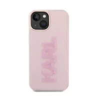   Karl Lagerfeld 3D Rubber Glitter Logo Apple iPhone 15 Plus hátlap tok, rózsaszín