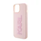 Karl Lagerfeld 3D Rubber Glitter Logo Apple iPhone 15 Plus hátlap tok, rózsaszín