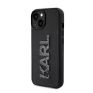 Karl Lagerfeld 3D Rubber Glitter Logo Apple iPhone 15 hátlap tok, fekete
