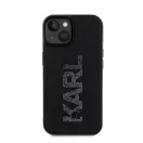 Karl Lagerfeld 3D Rubber Glitter Logo Apple iPhone 15 hátlap tok, fekete