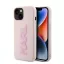 Karl Lagerfeld 3D Rubber Glitter Logo Apple iPhone 15 hátlap tok, rózsaszín