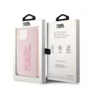 Karl Lagerfeld 3D Rubber Glitter Logo Apple iPhone 15 hátlap tok, rózsaszín
