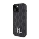 Karl Lagerfeld Leather Monogram Hot Stamp Metal Apple iPhone 15 hátlap tok, fekete