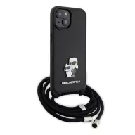   Karl Lagerfeld Crossbody Saffiano Metal Pin Karl Apple iPhone 15 hátlap tok, fekete