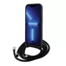 Karl Lagerfeld Crossbody Saffiano Monogram Metal Pin Karl Apple iPhone 15 hátlap tok, fekete