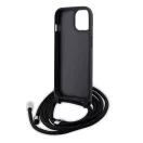 Karl Lagerfeld Crossbody Saffiano Monogram Metal Pin Karl Apple iPhone 15 hátlap tok, fekete