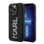 Karl Lagerfeld 3D Rubber Glitter Logo Apple iPhone 15 Pro Max hátlap tok, fekete