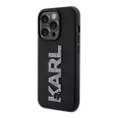 Karl Lagerfeld 3D Rubber Glitter Logo Apple iPhone 15 Pro Max hátlap tok, fekete